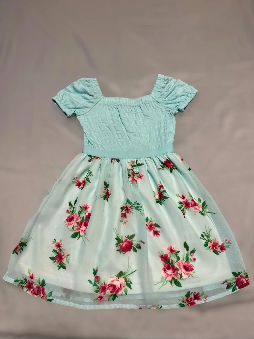 The Children's Place Mint Floral Short Sleeve Dress size 5/6